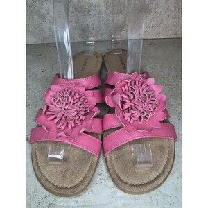 St Johns Bay Flex Foam Uriel Womens Sz 6.5 Slide On Sandals Pink Flower Accent